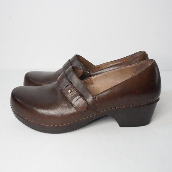Dansko, Leather Tenley Clog Slip-on Shoes, Brown - Picture 5 of 9
